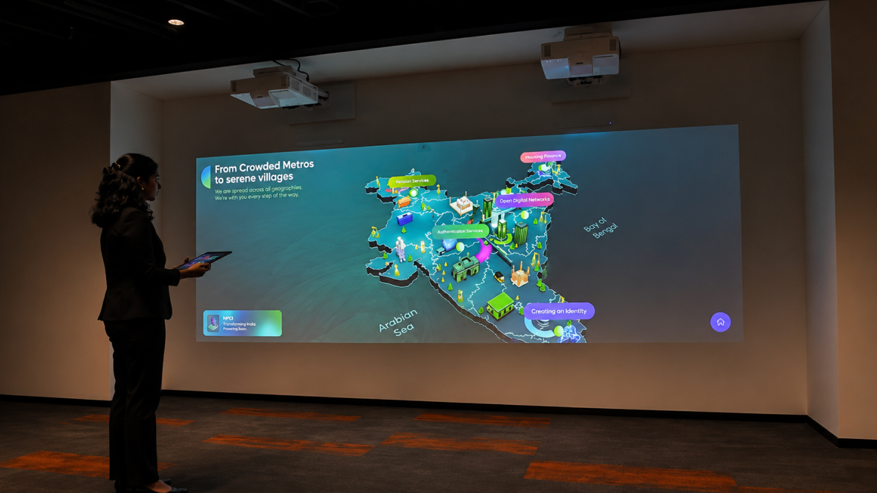 Immersive projection mapping wall.